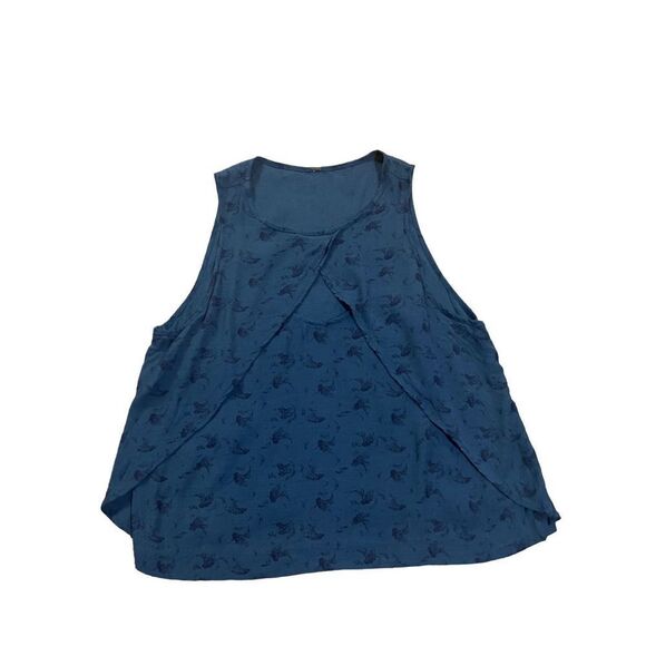 Free People Look Through Keyhole Crinkle Tank in Indigo sz small - Picture 3 of 8